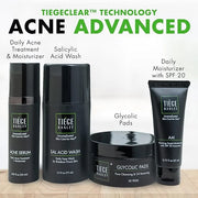 Tiege Hanley Men's Acne Treatment System (Level 2) - TiegeClear Advanced Routine for Smooth Skin - Includes Sal Acid Wash,...