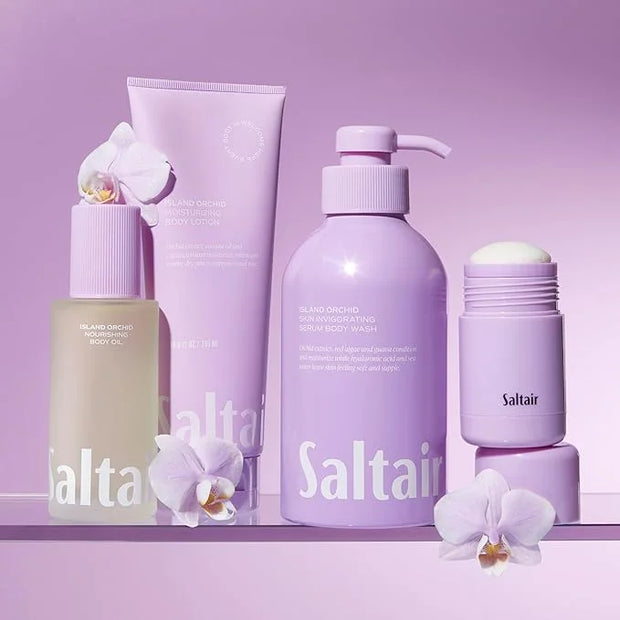 Saltair Body Wash, Island Orchid 2-Pack. Moisturizing Body Cleanser with Monoi Oil and Cupuacu Butter. Luxury Shower Gel f...