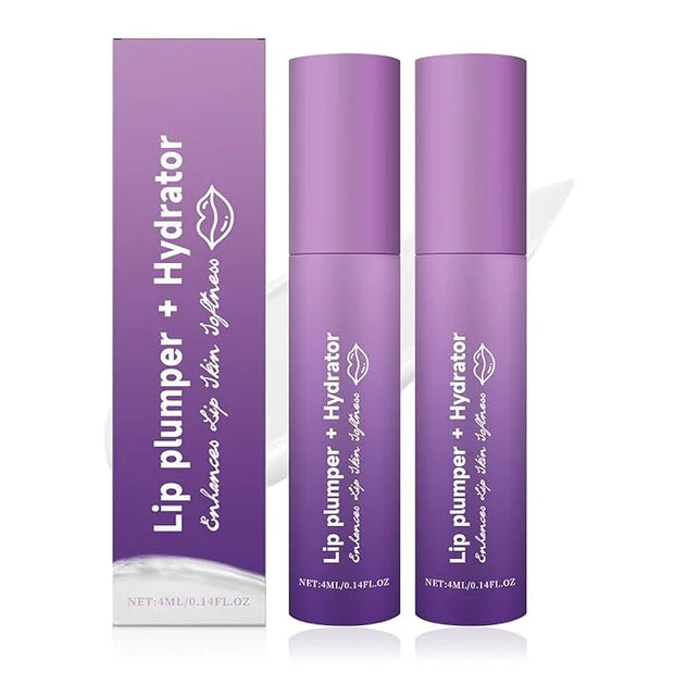 2Pcs Lip Plumper + Hydrator Lip Balm,Instant Volumizing Gloss with Hyaluronic Acid & Anti-Aging Ingredients,High-Shine Moi...