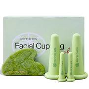 Rena Chris Facial Cupping Set & Gua Sha Facial Tool - Silicone Cupping Set & Jade Gua Sha Stone - Face Cupping Therapy Set...