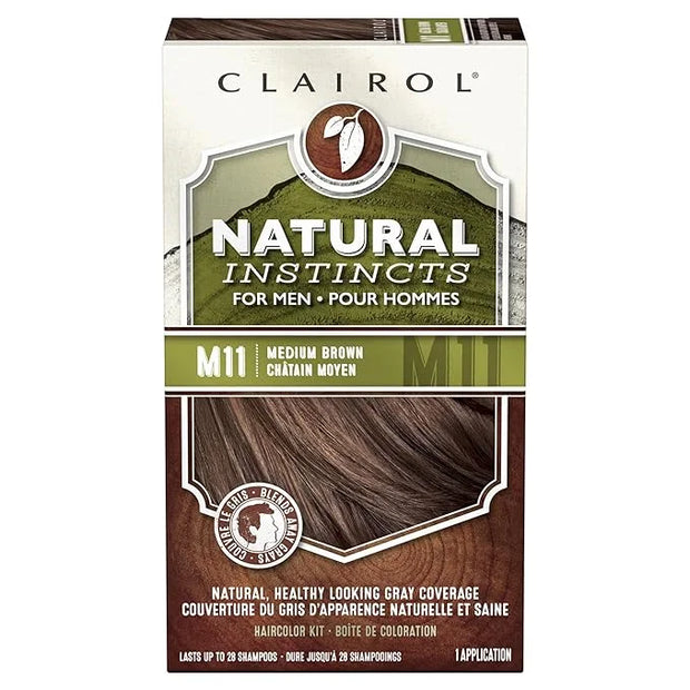 Clairol Natural Instincts Semi-Permanent Hair Dye for Men, M11 Dark Brown Hair Color, Pack of 1 - Product Image