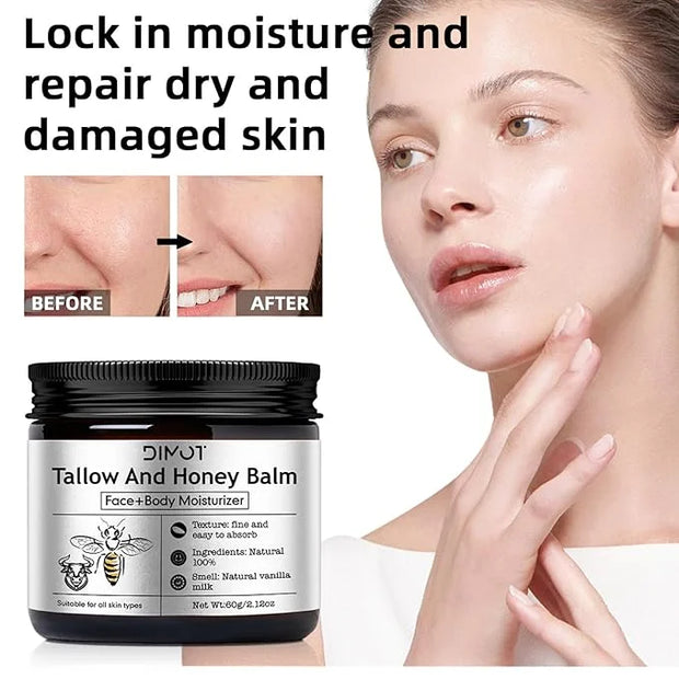 Tallow and Honey Balm for Skin Honey Butter Face & Body Cream For Skin Firming & Hydrating Balm Skin Care Tallow Face Mois...