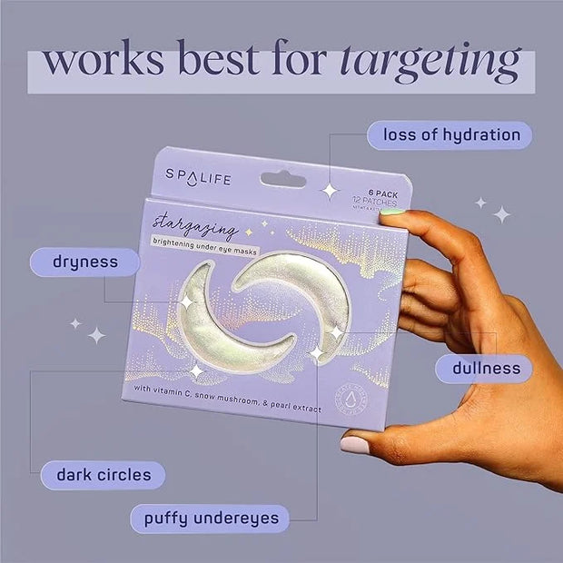 SpaLife Beauty Stargazing Radiating Under Eye Masks – Hydrogel Eye Patches for Dark Circles, Puffy Undereyes, & Discolorat...