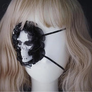 Halloween Punk Skull Eye Mask Dark Gothic Retro Skull Eye Patch Mask Lace Skeleton Single Eye Patch Prom Mask - Product Image