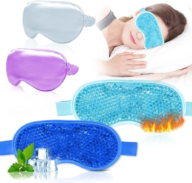 Cooling Eye Mask and Silky Sleep Mask 4 Packs for Man Women for Sleeping Frozen Ice Eye Mask Cold Warm Compress Dark Circl...