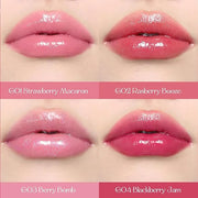 Flower Knows Violet Strawberry Rococo Glowy Lip Gloss G01+G02 +Hair Clips Set - Product Image
