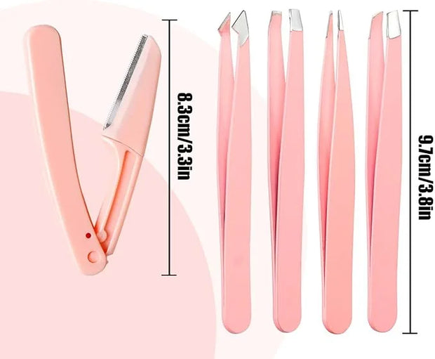 [9+1 PCS] Tweezers Kit, Tweezer for Women Facial Hair, Professional Tweezers Set, Eyebrow Tweezer, Professional Stainless ...