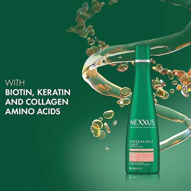 Nexxus Unbreakable Care Anti-Breakage Shampoo With Keratin, Collagen, Biotin For Fine And Thin Hair Sulfate Free Shampoo 1...