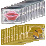 Gold Eye Mask And Pink Lip Mask,Natural Gel Eye Masks,Under Eye Gel Patches for Dark Circles,Eye Mask for Puffy Eyes,10 Pa...