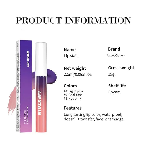 Peel Off Lip Liner Stain Set - 3 Colors Long-Lasting Peel Off Matte Lip Gloss,Matte Liquid Lipstick Nude Lip Gloss Waterpr...