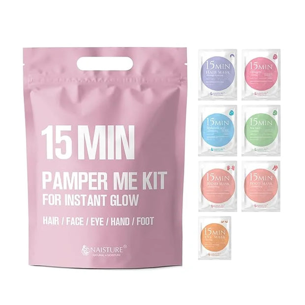 15 Min Pamper Me Kit & Papaya Moisture Cleanser (8pc): Ultimate Glow Korean Sheet Mask and Gentle Cleanser Set for Brighte...