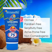 Sunscreen Moisturizing Face & Body Lotion (SPF 75) w/Aloe Vera for Cooling Sensation | LA BODIES | For Acne Prone Skin | Q...