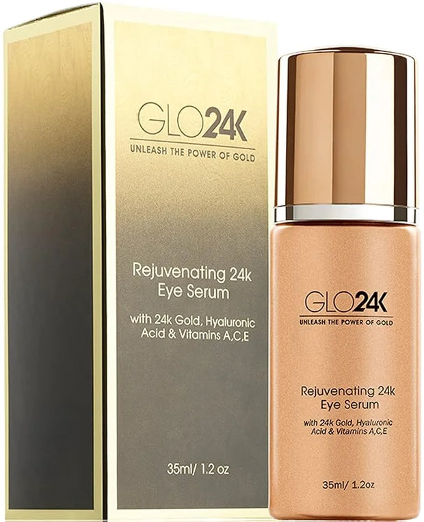 GLO24K Rejuvenating 24k Eye Cream and Serum With 24k Gold, Hyaluronic Acid, Vitamins A,C,E - Product Image