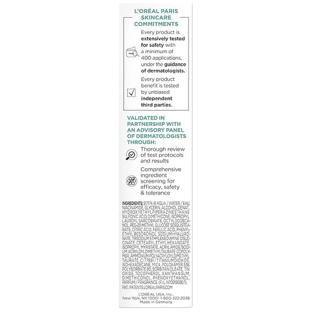L’Oréal Paris Bright Reveal 12% [Niacinamide + Amino Sulfonic + Ferulic] Dark Spot Serum 1oz + Moisturizer Sample - Produc...