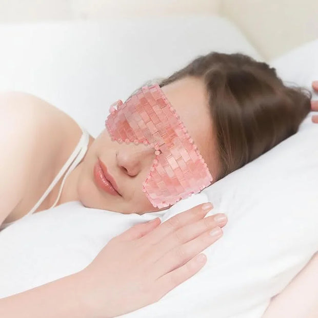 Rose Quartz Eye Mask with Adjustable Strap&Jade Eye Mask Real Jade for Hot & Cold Therapy,Green Stone Facial Eyes Sleeping...