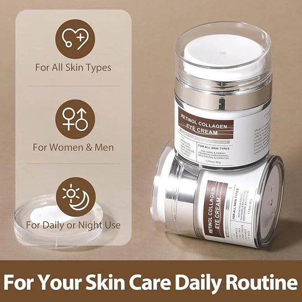 Eye Cream with Retinol Collagen for Wrinkles, Avocado for Hydrating, Caffeine and Vitamin C for Dark Circles and Puffiness...