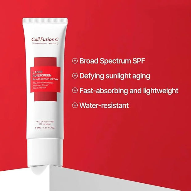 Cell Fusion C Laser Sunscreen SPF 50, Hypoallergenic Sunscreen with Zinc Oxide, Improve Aging Signs of Sun Damage with Col...