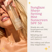 Kopari Sunglaze Sheer Setting Mist Sunscreen SPF 50, Weightless, Fast Drying, Ultra-Fine Setting Spray, Made With Hyaluron...