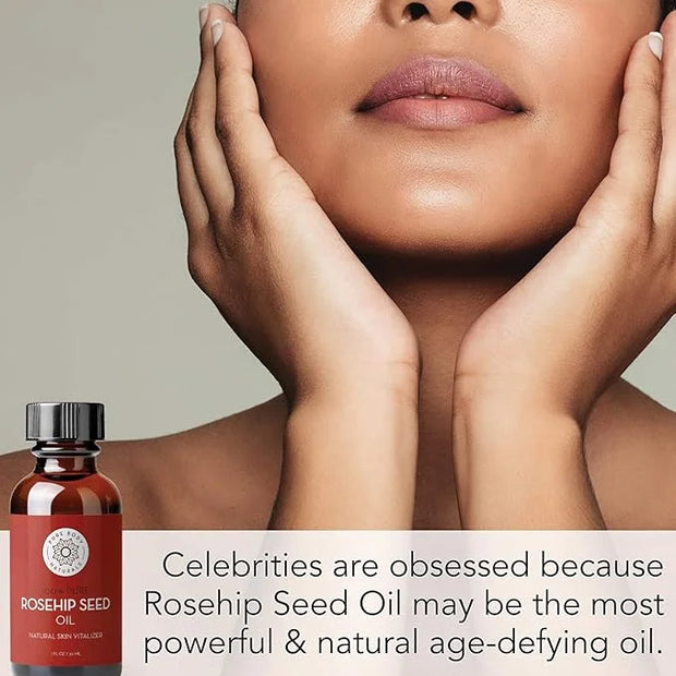 Pure Body Naturals Rosehip Facial Oil, 1 fl oz - for Face, Nails, Hair and Skin - Cold Pressed and Unrefined Moisturizing ...