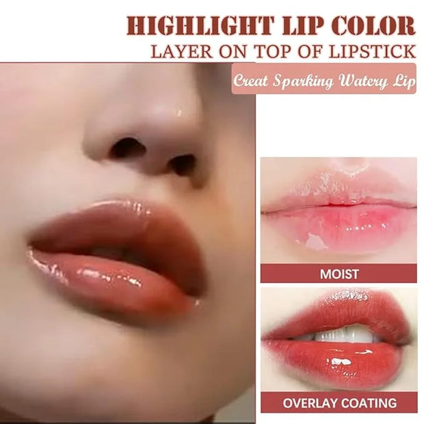 2 Colors Hydrating Plumping Lip Glow Oil,Moisturizing Lip Oil Gloss Transparent Glossy Lip Gloss Primer Lip Tint for Lip C...