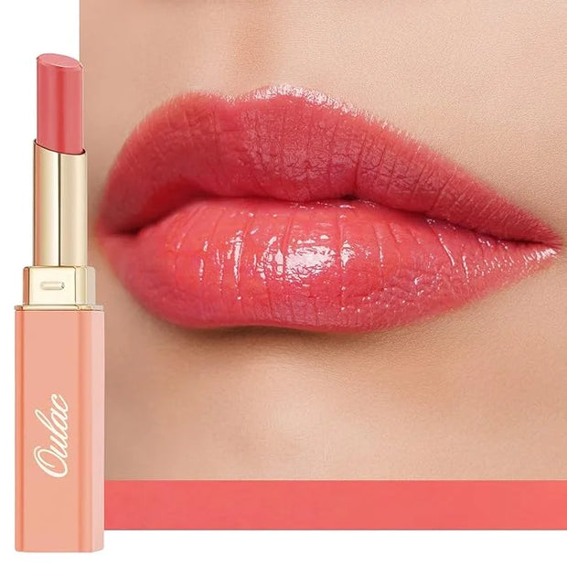 Oulac Coral Peach Red Lipstick for Women - Moisturizing Lip Stick Red, Glossy Tinted Lip Balm, Sheer Shine Juicy Finish, L...
