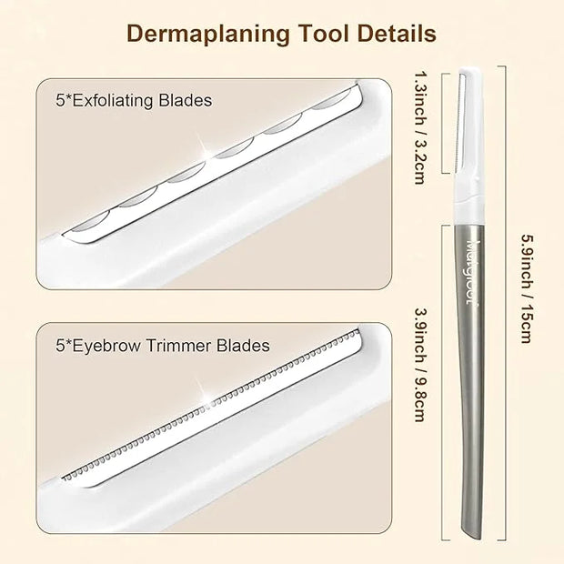 Dermaplaning Razor for Face - 10 Blade Refills, Dermaplaning Tool for Face Help Exfoliate and Smooth Skin, Easy-to-Use Fac...