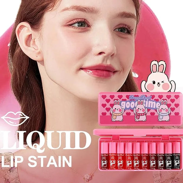 Eakroo 10 Colors Lip Tint Stain Set, Korean Lip Gloss Watery Lip Stain Moisturizing Mini Liquid Lipstick Set, Multi-Use Li...