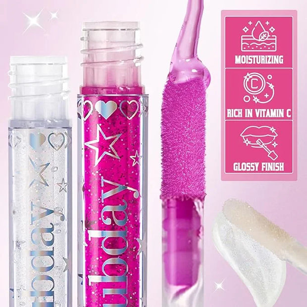 Jcoos Lip Gloss Lip Oil, Glitter Clear Lip Gloss, Purple Lip Gloss, Moisturizing, Shiny, Hydrating Lip Oil, Mint & Grapes ...