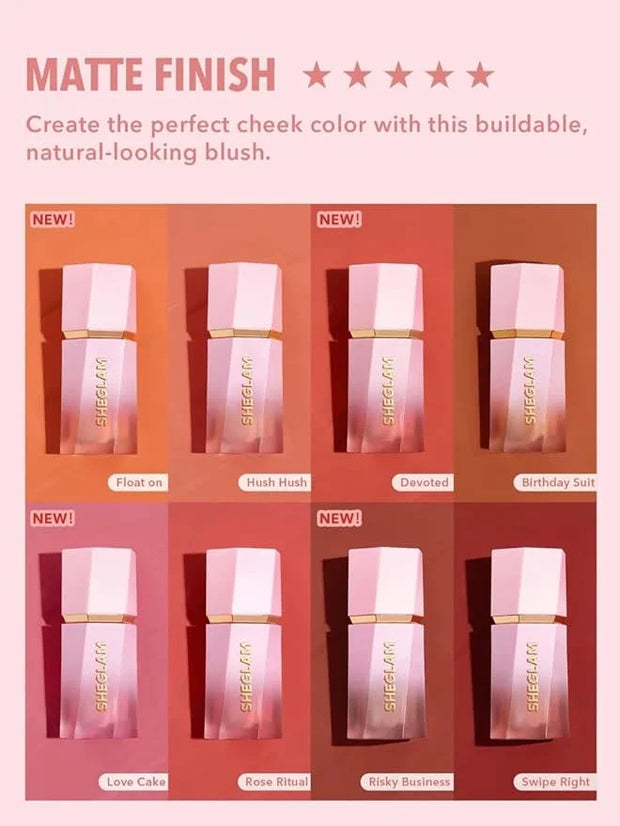 SHEGLAM Color Bloom Dayglow Liquid Blush Makeup for Cheeks Shimmer Finish - Risky Business - Product Image