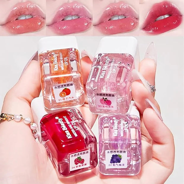4-Piece Lip Oil & Gloss Kit - Hydrating, Plumping Lip Care with Pearl & Shimmer - Product Image