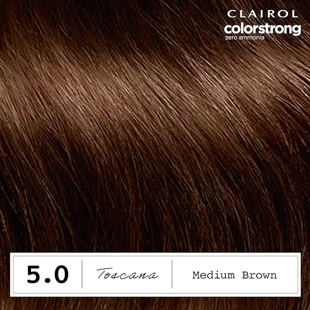 Clairol ColorStrong Permanent Zero Ammonia Hair Dye, 5.0 Medium Brown - Toscana Hair Color, Pack of 1 - Product Image
