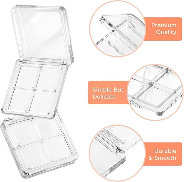 Beaupretty 8 Pieces Empty Eyeshadow Pallet 4 Grids