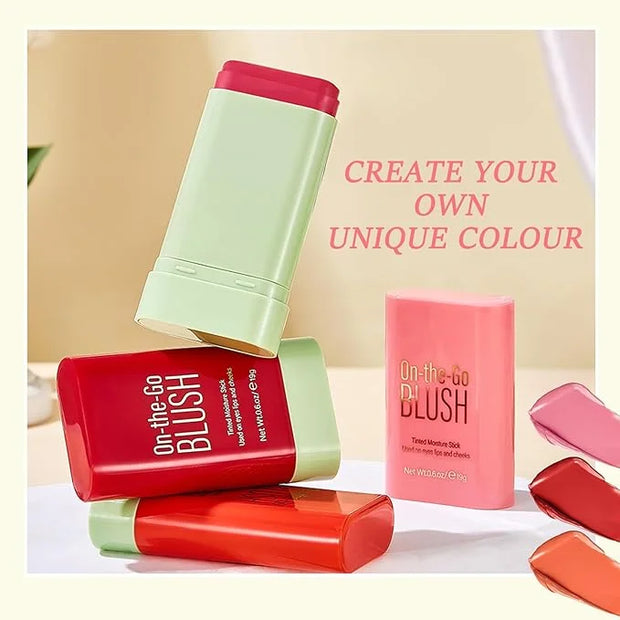 3 Colors Blush Stick,Multi-Use Cream Blush,Waterproofing Highly Pigmented Makeup Stick,Moisturizing Makeup Cream Set with ...