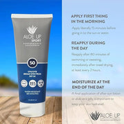Aloe Up Sport Sunscreen Lotion SPF 50 - Broad Spectrum UVA/UVB Sunscreen Protector for Face and Body With Hydrating Aloe V...