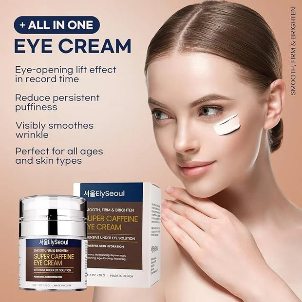 Korean Caffeine Collagen Eye Cream: Puffiness & Dark Circles Under Eye Treatment - Anti-Aging with Peptides & Hyaluronic A...