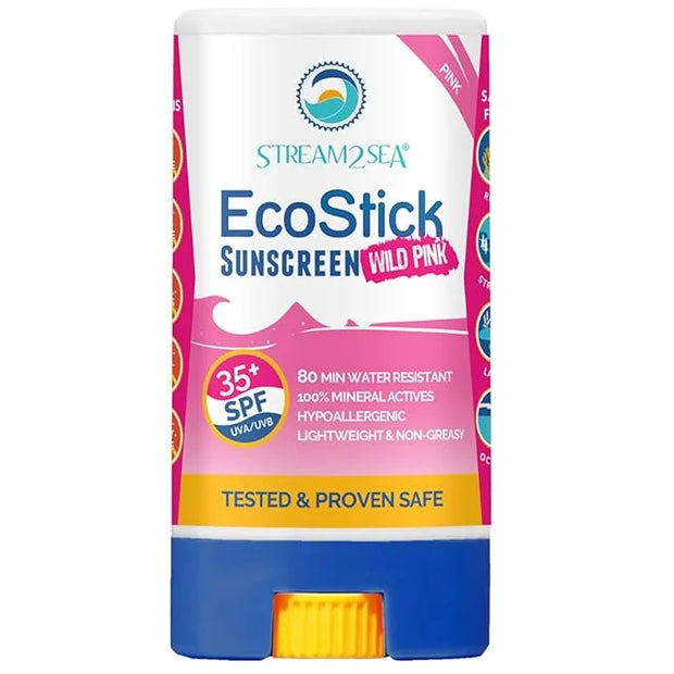STREAM2SEA EcoStick SPF 35 Mineral Sunscreen Stick, Sweat Water Resistant Sunblock, USDA Approved Biodegradable Paraben Fr...