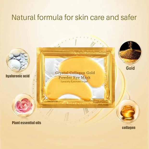 24K Gold Under Eye Patches, 100 Pairs Gold Collagen Under Eye Mask Skincare for Puffiness Eyes Dark Circles Treatments, Rr...