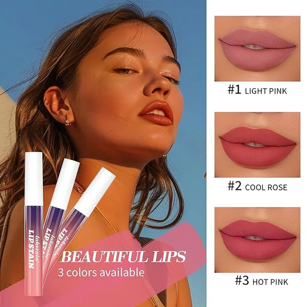 3Pcs Peel-Off Lip Tint Set - Tattoo Lip Stain Kit in 3 Vibrant Colors, Long-Lasting Matte Finish, Moisturizing Peel-Off Li...