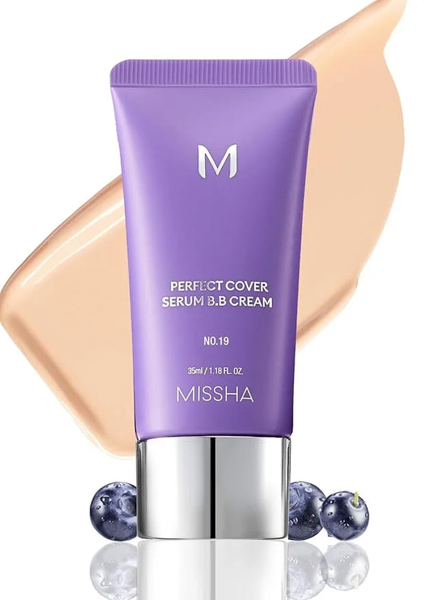 MISSHA M PERFECT COVER SERUM BB CREAM No.19 Ivory - Fair/Light with Warm Undertone, Skin Tint, Tinted Moisturizer, Skin Ca...