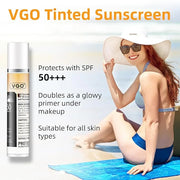VGO Tinted Sunscreen with SPF 50, Hydrating Face Sunscreen Moisturizer Foundation Universal Face Sun Cream Makeup Against ...