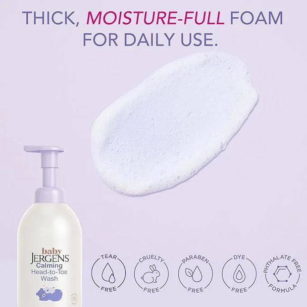 Jergens Baby Calming Head to Toe Foaming Wash, Baby Shampoo and Body Wash, Baby Shampoo Tear Free, Kids Foaming Body Wash,...