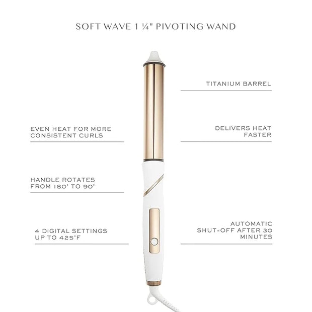 Kristin Ess Hair 1 1/4 Inch Rotating Curling Iron Pivot Wand for Beach Waves - Dual Voltage + Auto Shut Off - Long Barrel ...