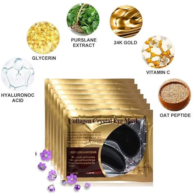 Eye Mask, 30 Pairs Collagen Under Eye Patches, Black Crystal Eye Gel Pads for Reducing Dark Circles, Lighten Wrinkles Anti...