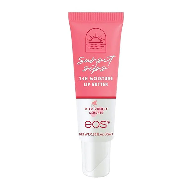 eos Sunset Sips Lip Butter Tube- Wild Cherry Slushie, 24-Hour Moisture, Overnight Lip Mask, Lip Care Products, 0.35 fl oz ...