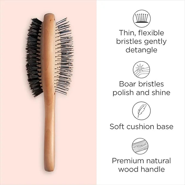 Diane 2-in-1 Premium Double-Sided Hair Brush, Detangling and Smoothing Hair Brush with Flexible Pins and Nylon-Reinforced ...