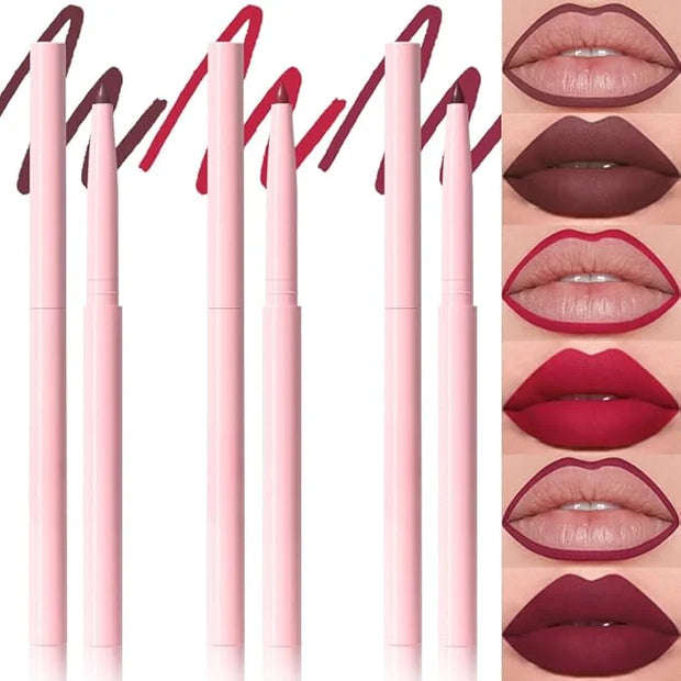 evpct 3Pcs Retractable Lip Liner Pencils Set Pack for Shaping & Sculpting Lips, Dark Mauve Maroon Purple Plum Ruby Red Cre...