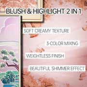 CATKIN Powder Blush for Cheek Blusher Natural Shimmering Blush & Highlight 2 in 1 Creamy Blendable Baked Blush Palette 10g...