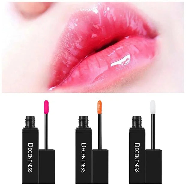 Lip Gloss Oil Set,3 Colors Hydrating Lip Oil,Long lasting Non-sticky,Nourishing Tinted Lip Plumper Gloss (Transparent, Bri...