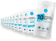 All-in-One Personal Protection Kits to GO - 10 Pack - With Plastic Gloves, Hand Cleansing Wipes, Disposable Face Mask - Pr...
