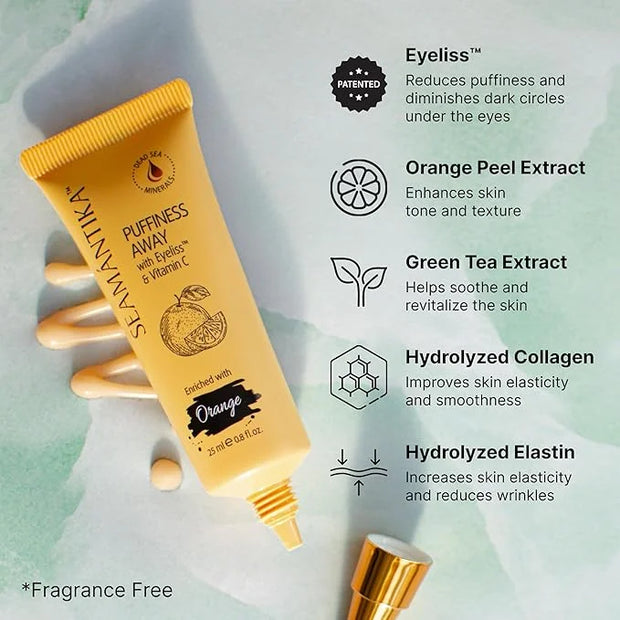 PUFFINESS AWAY Eye Cream 0.8 fl.oz - Instant Eye Bag Remover Puffiness with Eyeliss; Vitamin C, Under Eye Puffiness Reduce...